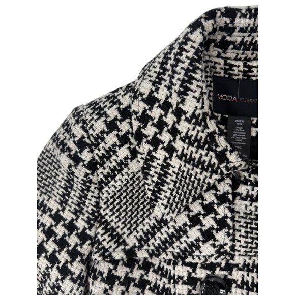 Vintage 90s Y2K Victorias Secret Black White Houndstooth Double Breasted Peacoat - Picture 4 of 16
